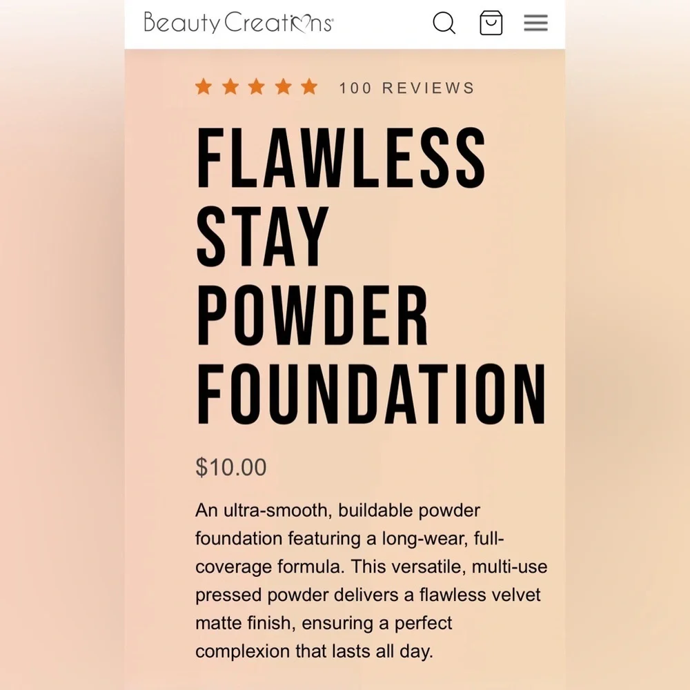 💄New! 3 Beauty Creations Flawless PowderFoundation Deep Bundle